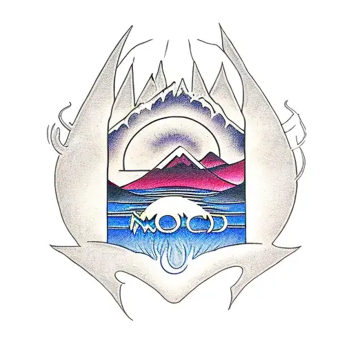 Combine The Iconic Fleetwood Mac Logo With A Scenic Mountain Landscape