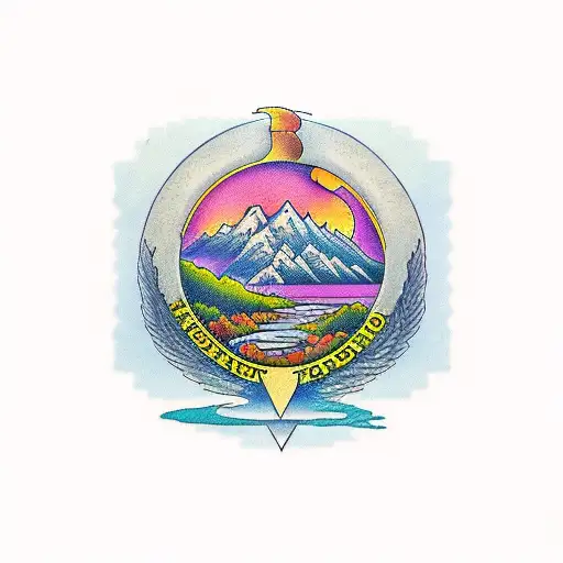 Combine The Iconic Fleetwood Mac Logo With A Scenic Mountain Landscape