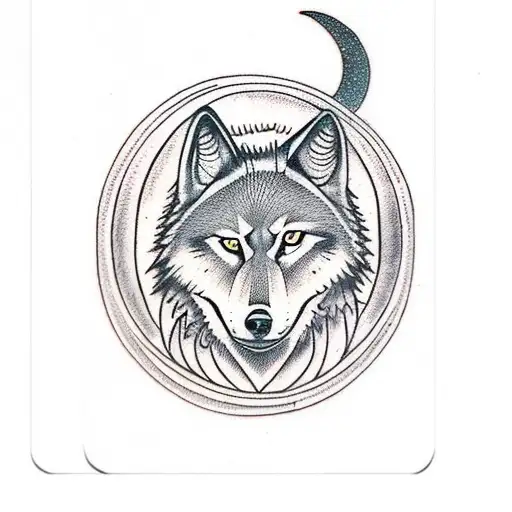 A Tarot Card Featuring A Wolf And A Moon