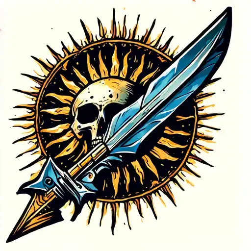 Mechanic Sun Spear Tattoo Design Inspired