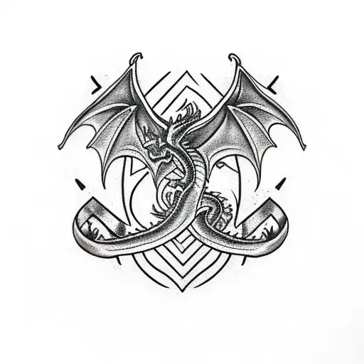 Dragon With Black Rose And A Celtic Knot