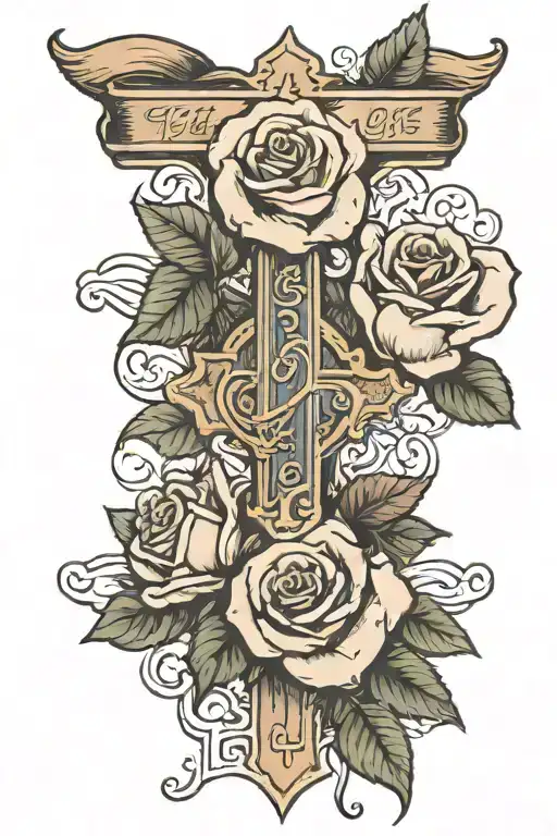Bible Verse With Roses And Cross Surrounded