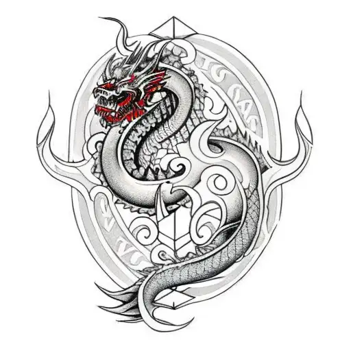 Two Head Dragon In Vikings Style