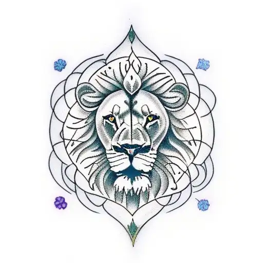 Lion With Flower Of Life Masculine
