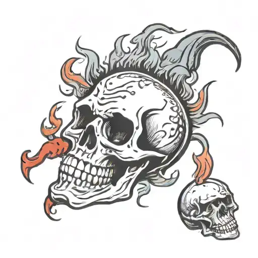 Hot Pepper With Flame Throwing Skull