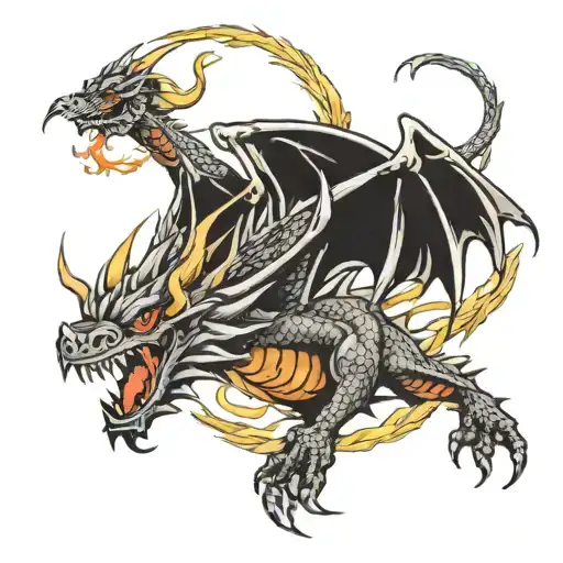 Dragon Breathing Fire In Flight