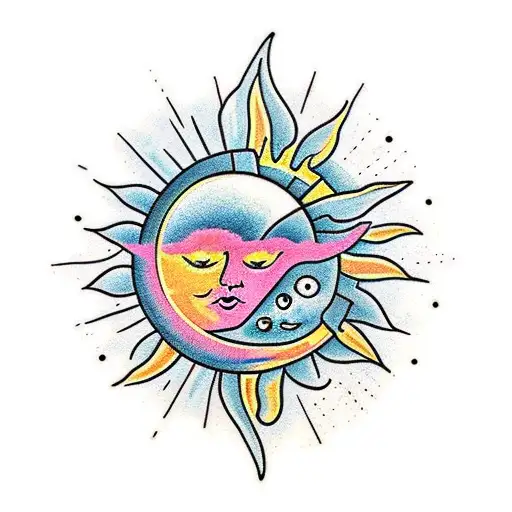 Sun And Moon With Text Shine Bright