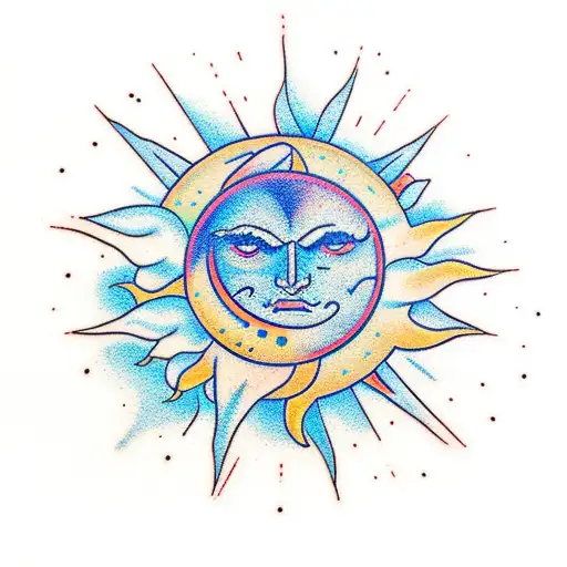Sun And Moon With Text Shine Bright