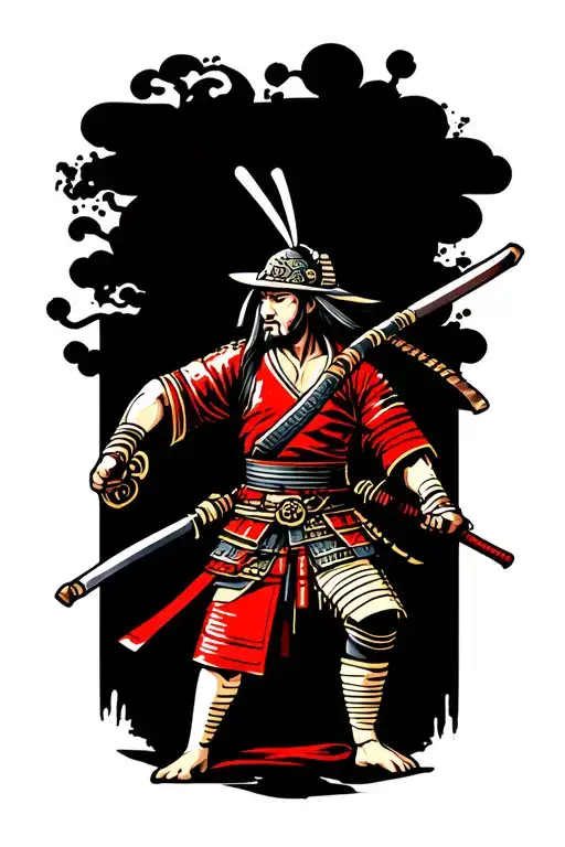 Samurai Warrior Battling