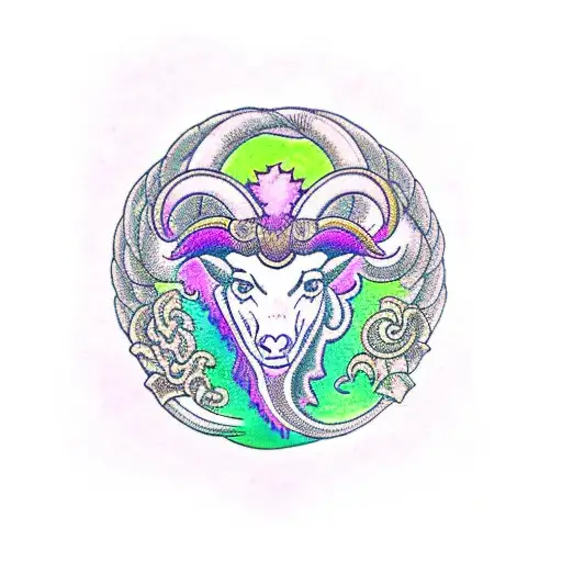 Aries With Purple And Green Chakra