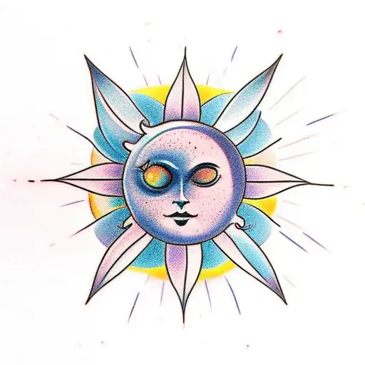 Butterfly With The Sun And The Moon