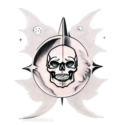 Skull Hanging On Crescent Moon With Spacesuit