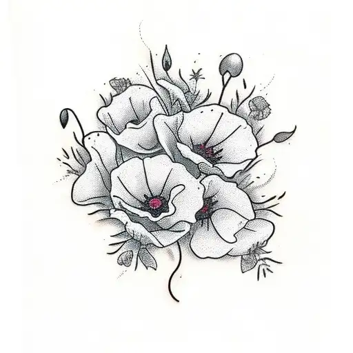 A Realistic Tattoo Of An Open Book With Vibrant Poppies Blooming Out Of Its Pages