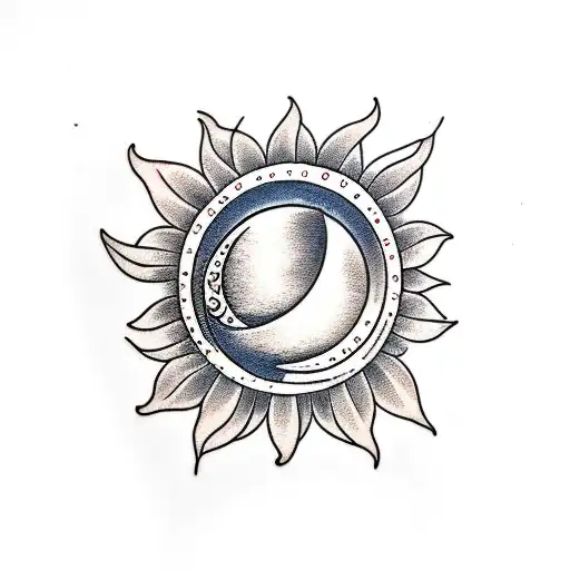 Sunflower With Crescent Moon