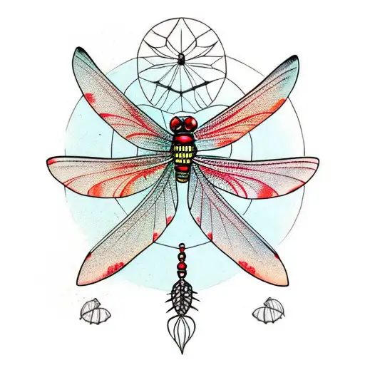 Red Dragonfly Inside Dream Catcher