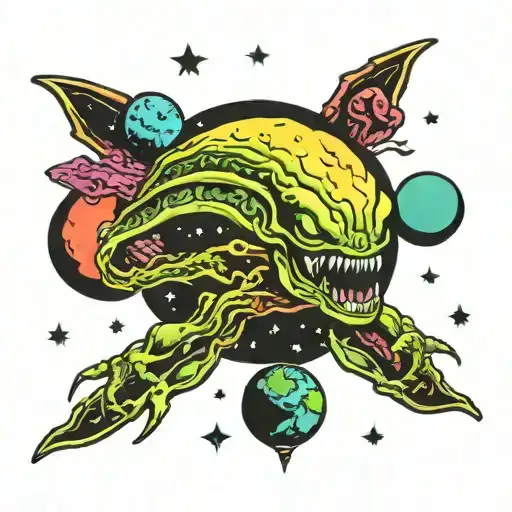 Alien Eating Planets Galaxy Space
