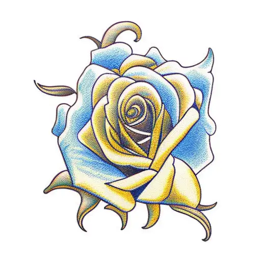 Yellow Rose With Southwest Pattern