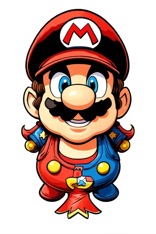 Cartoon Characters Super Mario Hat On Top