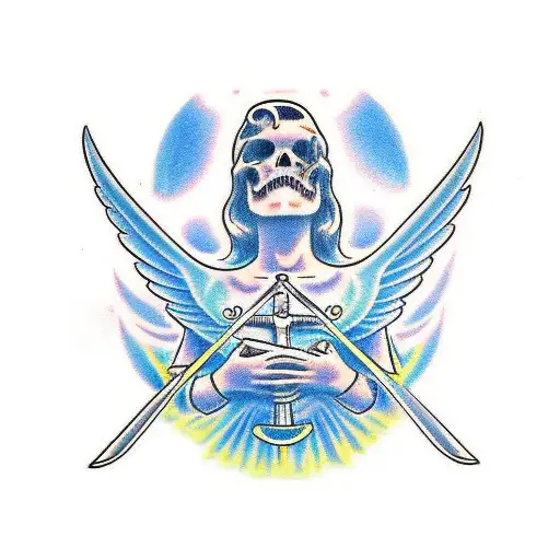 Angel Coming Down From Heaven With A Sword