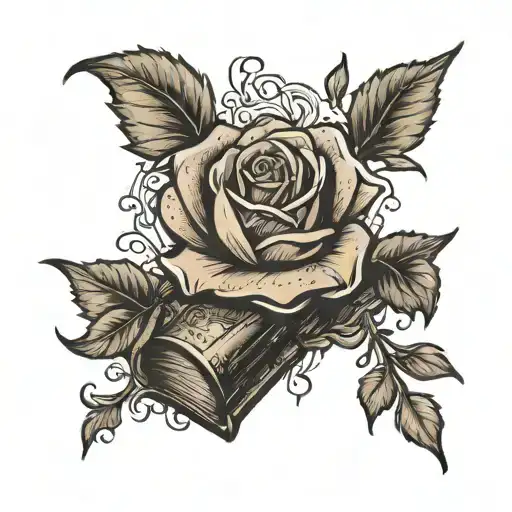 Book With A Crystal Rose Growing Out Of It