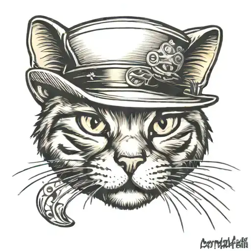 Gangster Cat Face In Hat