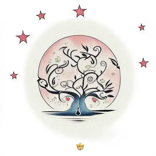 Tree Of Life With A Treasure Chest And A Ladybig