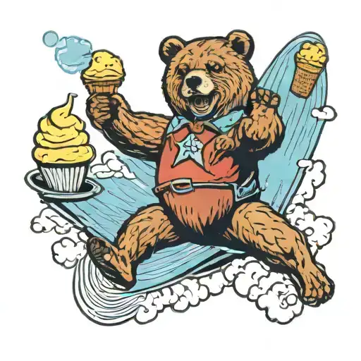 A Bear Sky Diving Eating Ice Cream