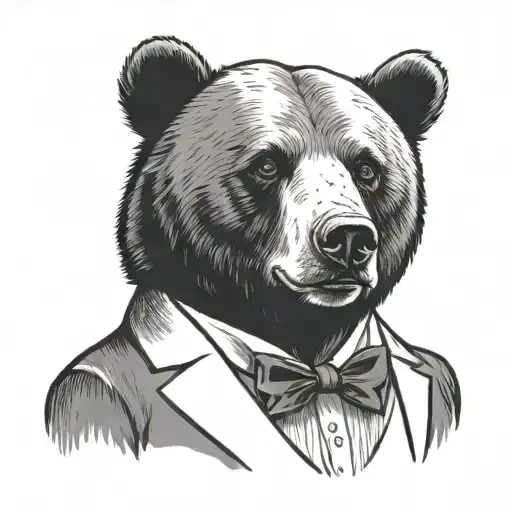 Bear In A Tuxedo Black And White No Flowers