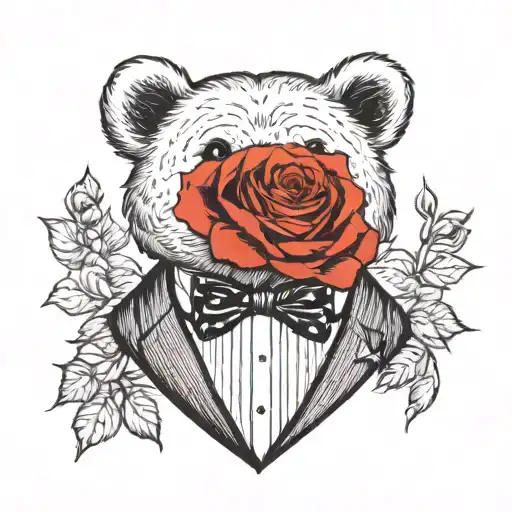 Bear Cub In A Tuxedo Black And White No Flowers