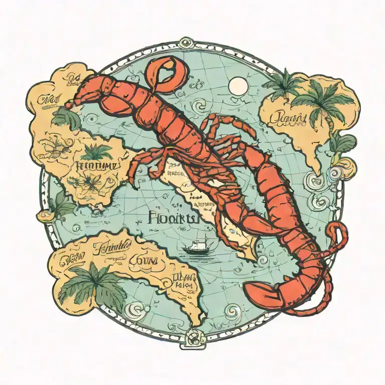 Florida Map With Lobster