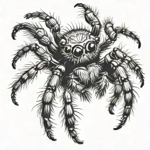 Jumping Spider Black And White Overhead