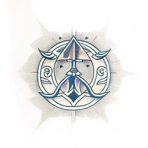 A Traditional Tattoo Design Incorporating A Dagger And Sygilism Elements