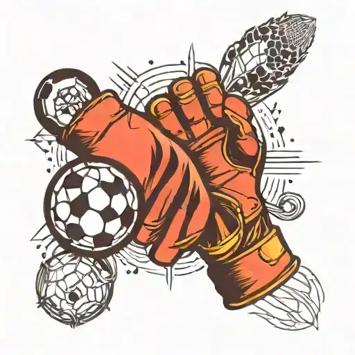 Soccer Gloves And Soccer Ball Surrounded