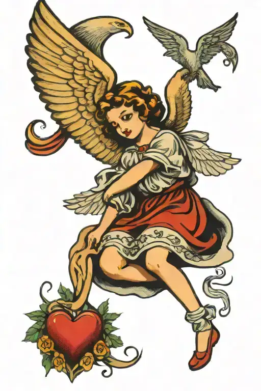 An Angel Who Hugs A Wounded Heart And Cries