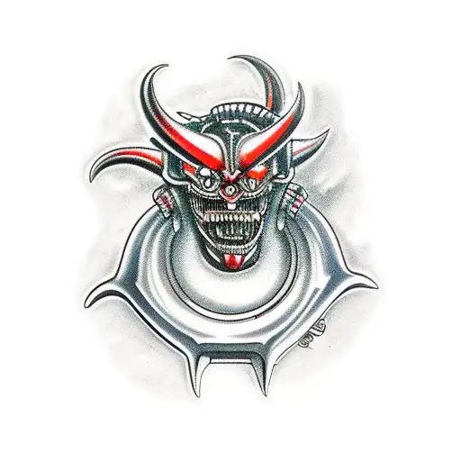 A Car Engine Transformed Into A Mechanical Demon With Glowing Red Eyes