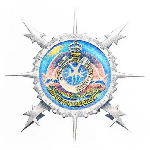 An Intricate Sunset Scene With A Military Medal Ribbon As The Horizon