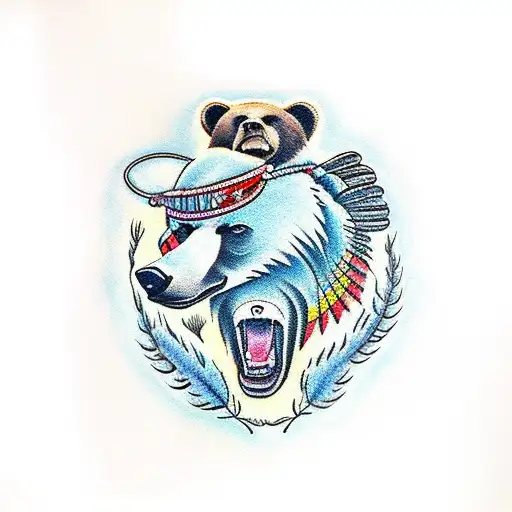 Bear Oas With Feathers Blackfeet Tribe