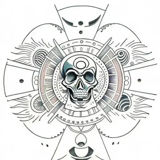 Lines With Skulls And The Sun And Moon Giving A Balance