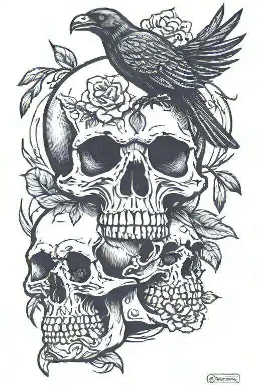 Skull And Crow Skull