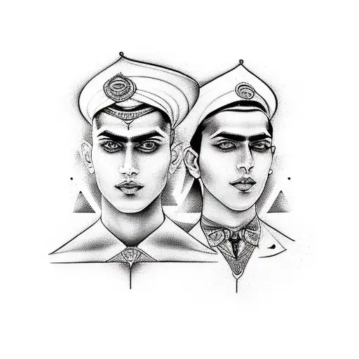 A Futuristic Portrait Of Ansh And Aryan Created Using Dotwork Technique