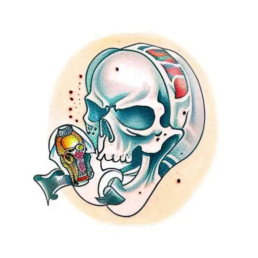 Scull With Inhaler In Mexican Style