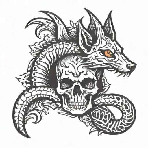 Fox Scorpion Square Round Skull