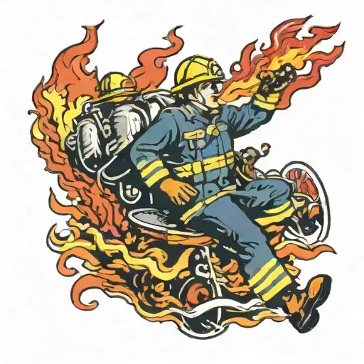 Firefighter Battling Flames