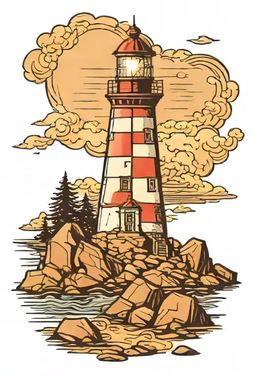 Lighthouse On Rocks Beach Background