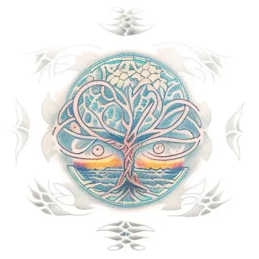 Tree Of Life Circle Lace Motive Underneath