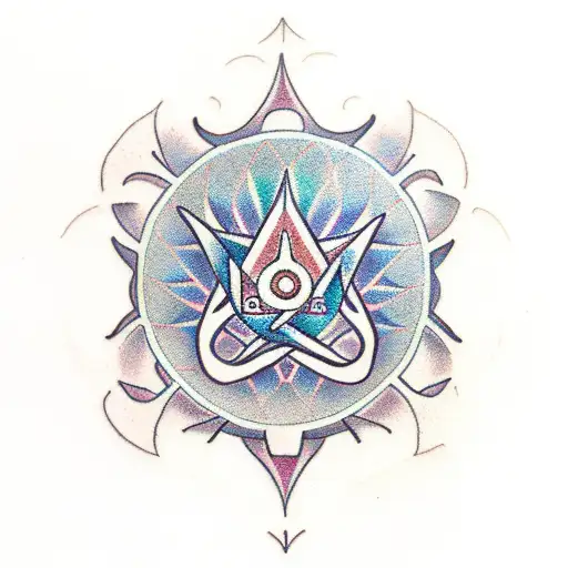 Incorporate A Traditional-style Tattoo Of A Sewing Machine With Chakra Symbols As The Thread