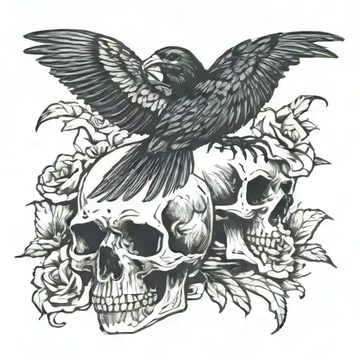 Life Black Birds Skull