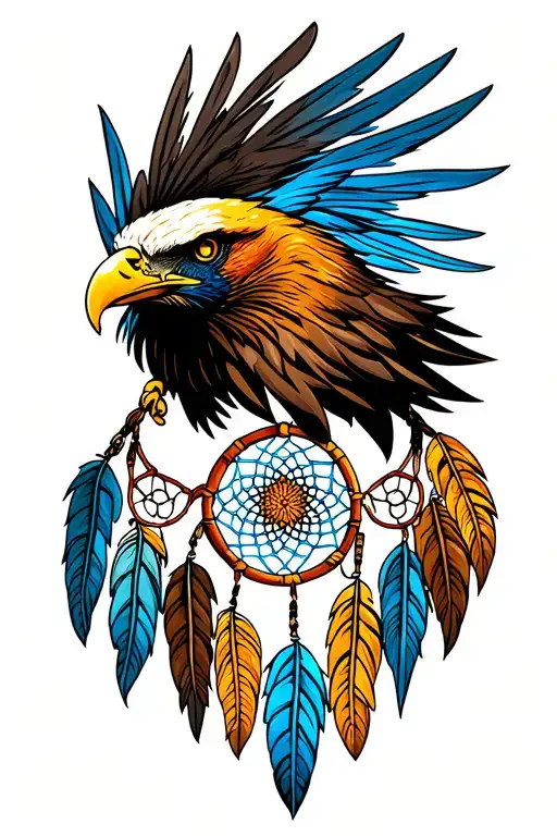 Eagle From Kazakh Flag With Dream Catcher
