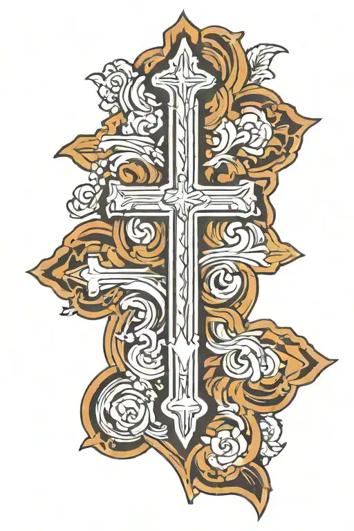 Plain Christian Cross Broken Into 4 Quadrants