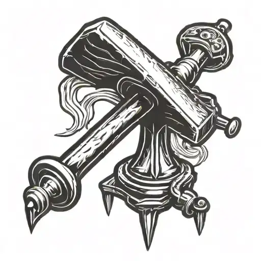 Black And White Anvil Tattoo With Thick Outline